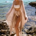 thumbnail image 4 of Long Sleeve Sun Protection Swimsuit Cardigan Belt Shine Mesh Sexy Bikini Cover Up for Beach, 4 of 7