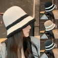 thumbnail image 2 of Xfvqtps Womens Cloche Bucket Hat Knit Chunky Dome Top Winter Color Matching Windproof Coldproof Warm Fall Winter Fishing Hat Black, 2 of 5