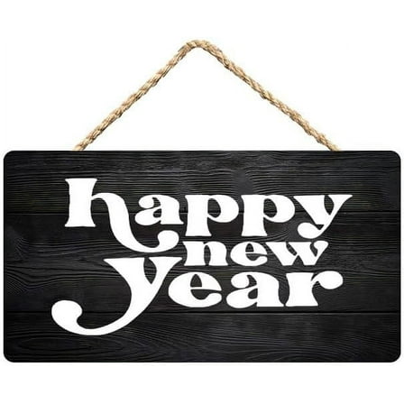 Wooden Hanging Sign Happy New Year Wall Plaque Wood Signs Home Porch Decor 12 X 6 Inches