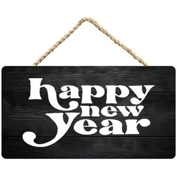 Wooden Hanging Sign Happy New Year Wall Plaque Wood Signs Home Porch Decor 12 X 6 Inches
