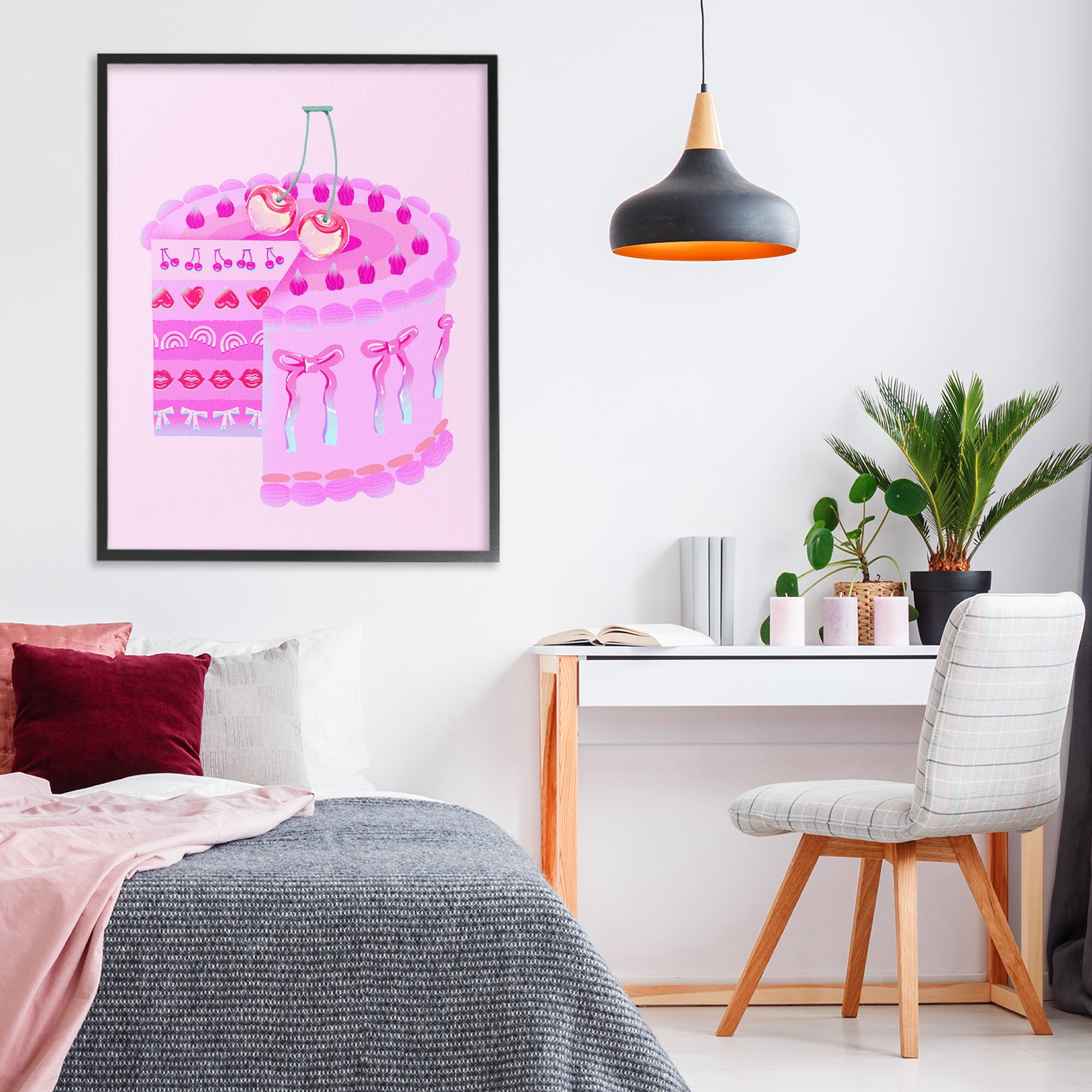 Stupell Industries Pastel Cherry Layered Cake Black Framed Giclee Art, design by Ziwei Li