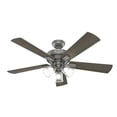 thumbnail image 5 of Hunter 52 inch Indoor Ceiling Fan with LED Lights and Remote Control - Standard Mount Ceiling Fan, 5 Blades, For Bedroom, Living Room, or Kitchen, 3 inch Downrod - Crestfield 51857, Matte Silver, 5 of 17