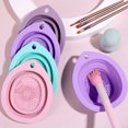 thumbnail image 2 of Nuevo limpiador de brochas de maquillaje de silicona, cuenco de limpieza plegable con borlas para polvos, cuenco de lavado plegable de silicona tipo gota de agua, tanto en seco como en húmedo, 2 of 6