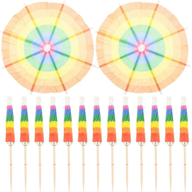 FELTECHELECTR 50 palillos de papel con forma de paraguas para cócteles, decoraciones para tartas y recuerdos de fiesta.