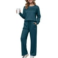 thumbnail image 2 of vigerkar Women's 2 Piece Sets Sweatshirt Casual Travel Outfits Lounge Wide Leg Tracksuit Cozy Sweatsuits Fashion (Dark Green, S), 2 of 4