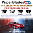 thumbnail image 2 of 2003 Ford Mustang Beam Wiper Blades Wipers w/1yr Warranty (Set of 2) (WiperBladesUSA), 2 of 5
