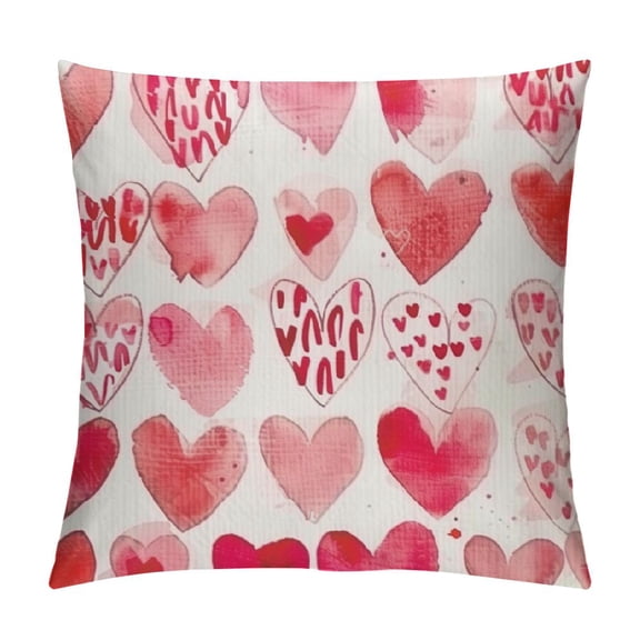 PHYHOO Valentine's Day Pillow Cover Red Pink Heart Stripes Decoration Valentine Lumbar Throw Cushion Case for Bedroom Sofa Couch Home Decor