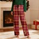 thumbnail image 5 of Pantalones de pijama largos para hombre, informales, con estampado a cuadros, holgados, deportivos, elásticos, rectos, vintage, con bolsillos, 5 of 9