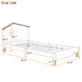 thumbnail image 3 of Twin Size Platform Bed with House-shaped Headboard, Solid Wood Platform Bed Frame with 10 Slasts Support for Bedroom Living Room Easy Assembly No Box Spring Needed, White+Gray, 3 of 7