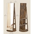 thumbnail image 3 of Rotating Jewelry Cabinet, Full Length Jewelry Armoire Sturdy Standing Makeup Organizer, Brown, 3 of 10