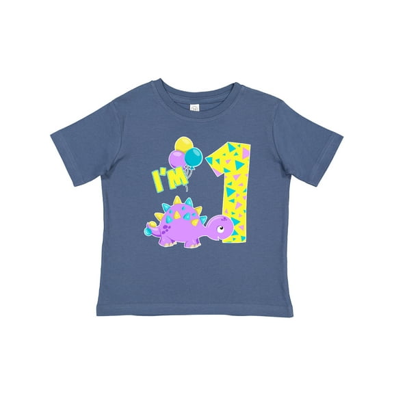 Inktastic Happy Dinosaur First Birthday-purple Boys or Girls Baby T-Shirt