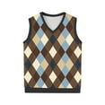 thumbnail image 4 of ZCFZJW Mens Argyle Knitwear Vest Plus Size V Neck Sleeveless Lightweight Slim Fit Pullover Knitted Sweater Casual Work Business Tank Tops Navy#03 XXXXL, 4 of 6