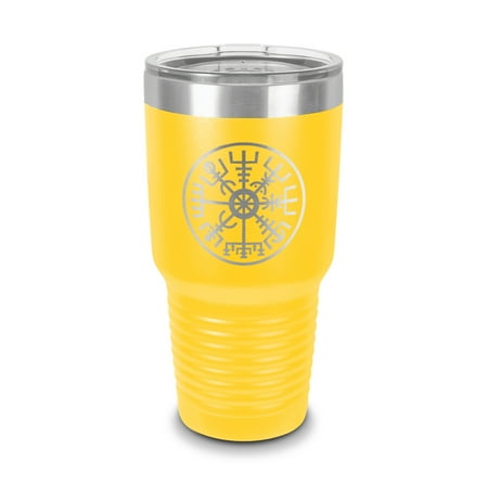 

Vegvisir Navigation Compass of Vikings Tumbler 30 oz - Laser Engraved w/ Clear Lid - Stainless Steel - Vacuum Insulated - Double Walled - Travel Mug - ancient medieval icelandic - Yellow