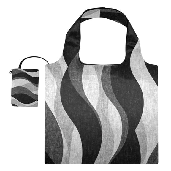 Large Capacity Print Tote Bag,Lightweight Portable Foldable Shopping Bag Pattern Of Black and White