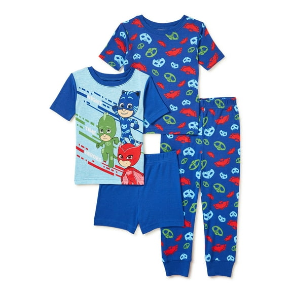 PJ Masks 4 PC Short Sleeve Tight Fit Cotton Pajama Set Boy Size 5T