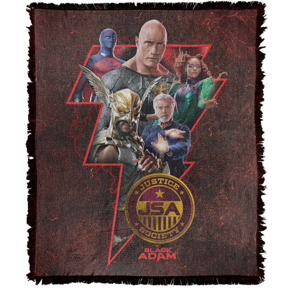 Black Adam Blanket, 50"x60" Black Adam Character Bolt Woven Tapestry Cotton Blend Fringed Throw Blanket