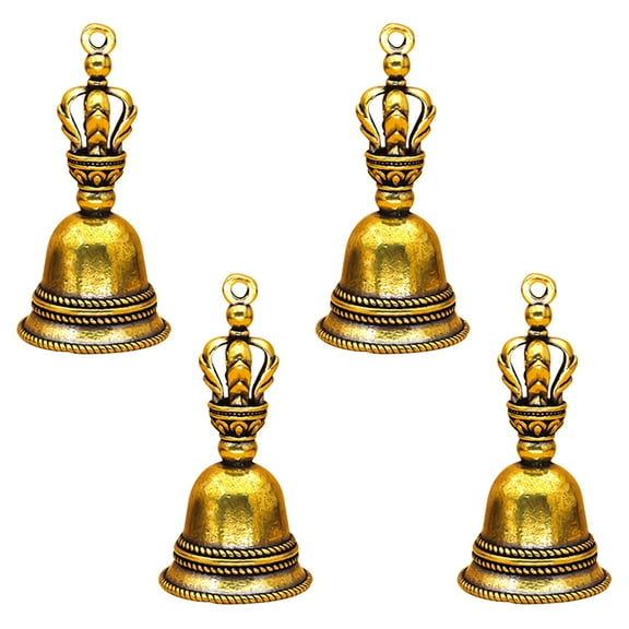 ByPaCrow 4 Pcs Retro Pattern Bells Small Vintage Brass Hanging Bells