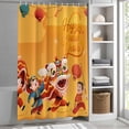 thumbnail image 6 of Happy New Year Small Stall Shower Curtain, Waterproof Shower Curtains for Bathroom, Spring Festival Red Yellow Dragon Dance Washable Fabric Bath Curtain for Bathtub Decoration with Hooks 36x72 Inches, 6 of 9