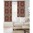 thumbnail image 2 of Brown Boho Blackout Curtains, Light Blocking Print Window Curtains, Retro Farmhouse Abstract Floral Motifs Thermal Insulated Window Drapes for Living Room Kitchen Cafe 2 Panels, 84"W x 63"L, 2 of 9