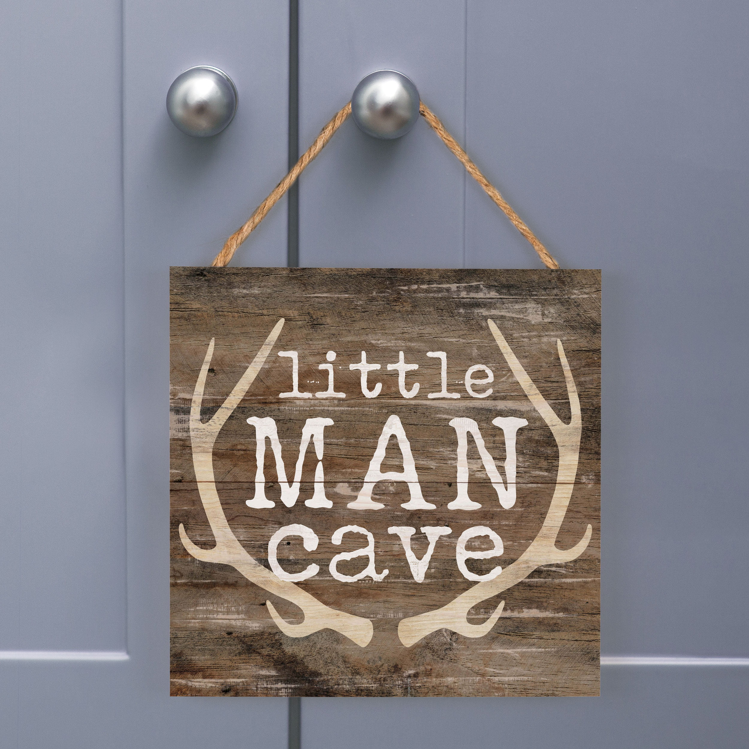 Graham Dunn Little Man Cave Antlers Rustic Brown 7 x 7 Inch Wood Pallet Wa... Graham  &  Brown P 