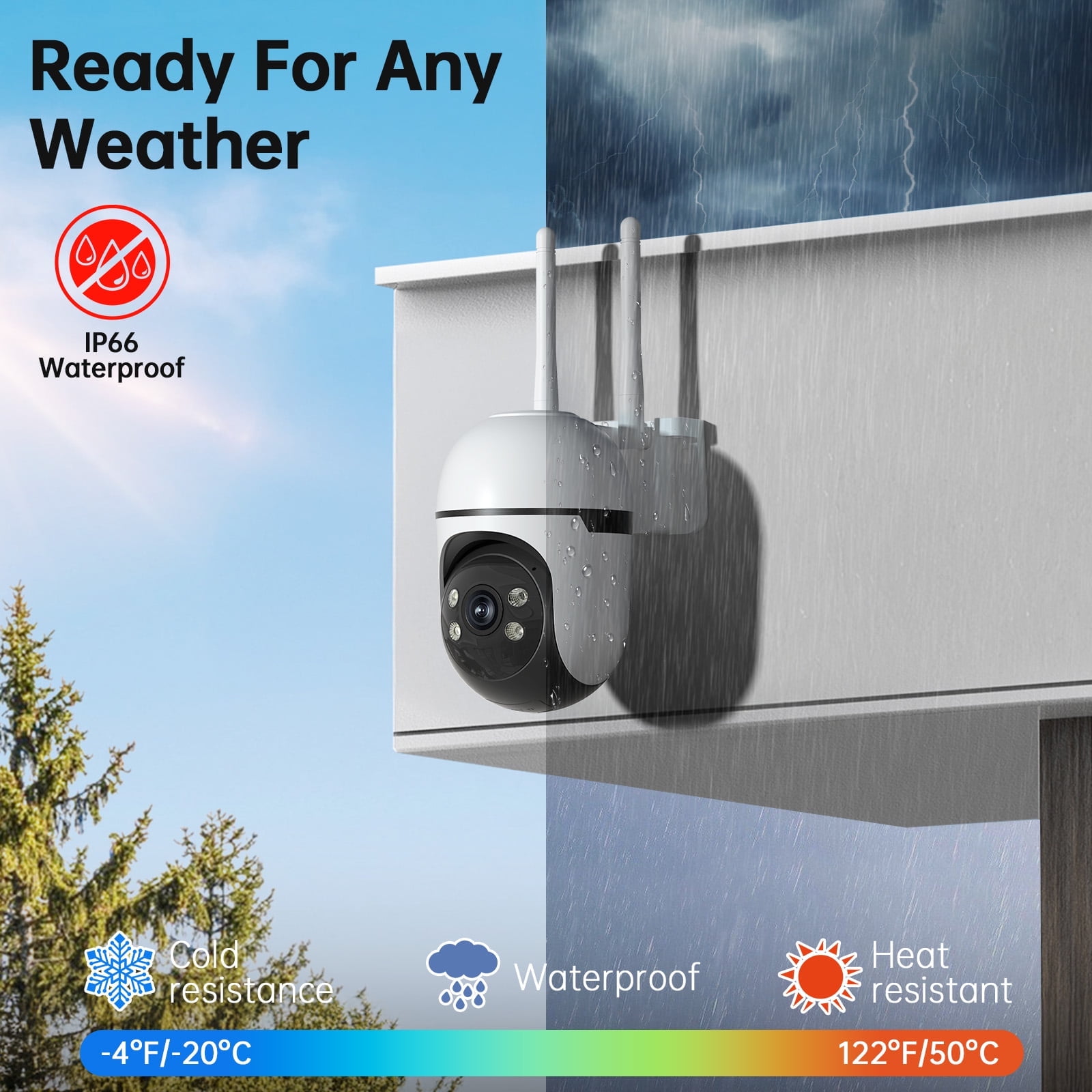 2PCS Security Camera Outdoor Wired, 2K Security Cameras for Home/Dome, 2.4G & 5GHz WiFi Surveillance Camera, Waterproof, Color Night Vision, Smart Alert