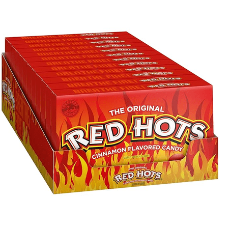 Wonka Red Hots Cinnamon Flavored Hard Candy 5.5 Ounce Theater Candy Boxes (Pack of 12)