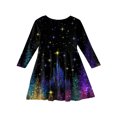 thumbnail image 3 of Girls' Long Sleeve Princess Dress - Fall Winter Heart Printed Christmas Dress A-Line T-Shirt Dress, 3 of 4