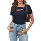 thumbnail image 5 of Tops para mujer,Blusa informal para mujer con cuello en V, manga tres cuartos, poliéster, color liso, uso diario, sopatenor, 5 of 9