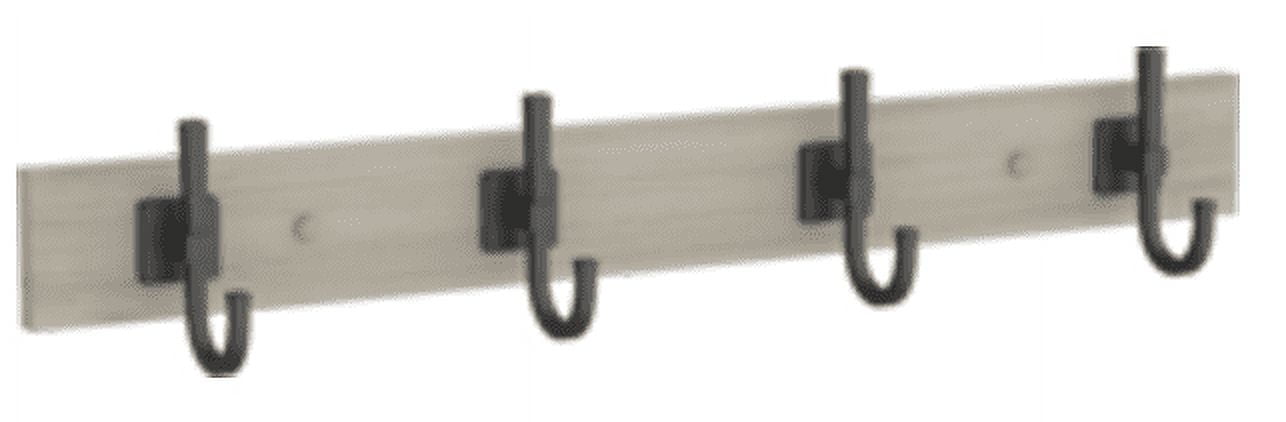 (2 pack) Better Homes & Gardens Miller 27" Wall Mounted Hook Rack, 4 Hooks, Rustic Gray & Matte Black