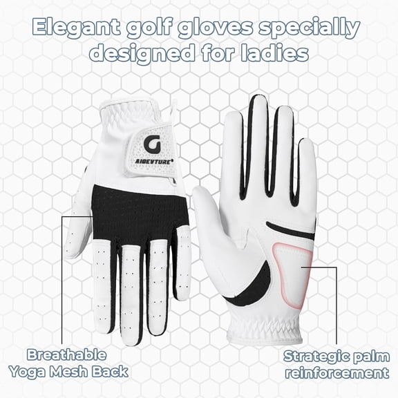 UBSWF-Womens Golf Gloves Ladies Golf Gloves Breathable Yoga Mesh Back for Fashion Conscious Golfers