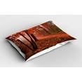 thumbnail image 2 of Ambesonne Fall Pillow Sham 2 Pack, Misty Forest Leaves Orange, 30"x20", Brown Orange, 2 of 3