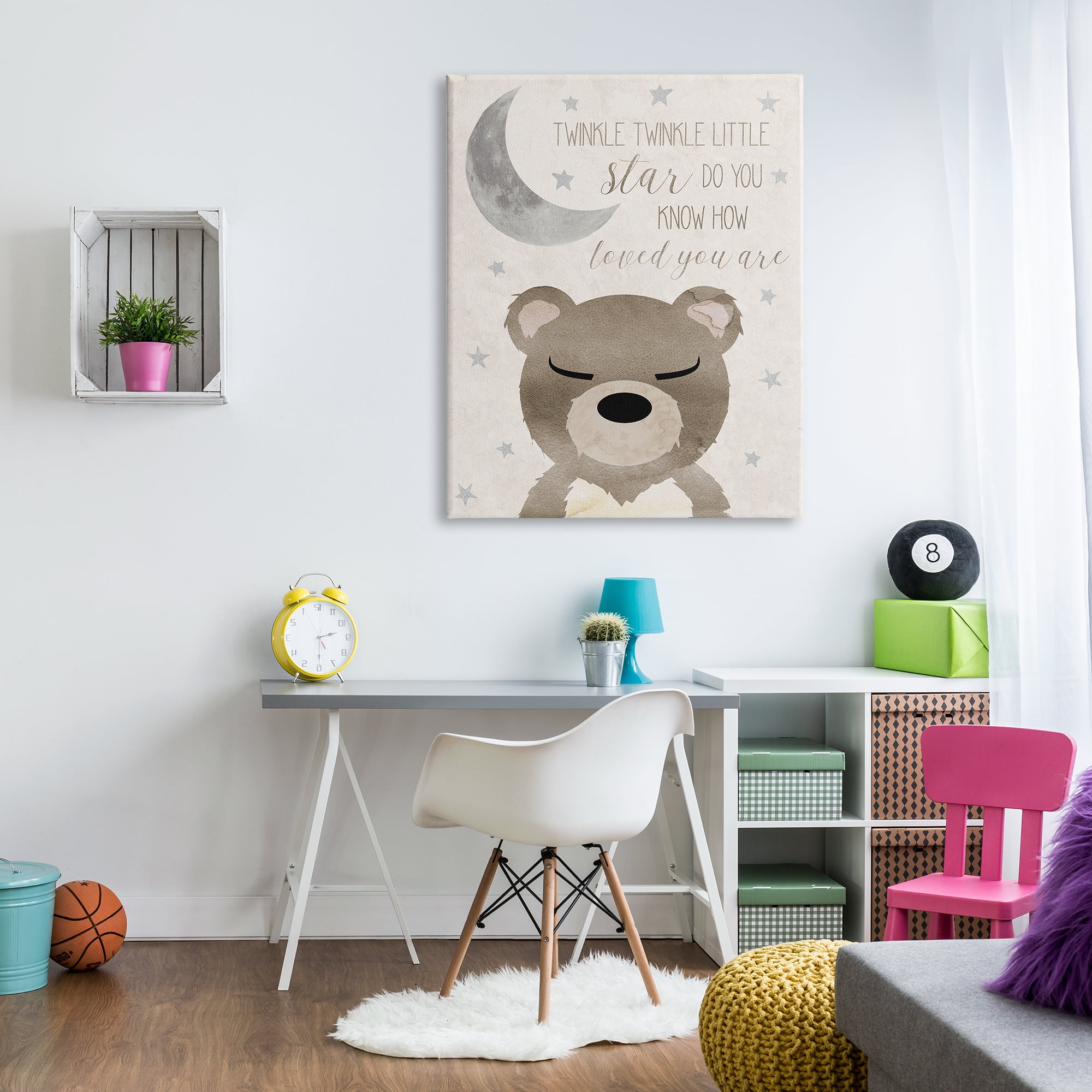 Stupell Industries Soft Twinkle Song Bear Landscape Painting Gallery Wrapped Canvas Art Print Wall Art, 36 x 48