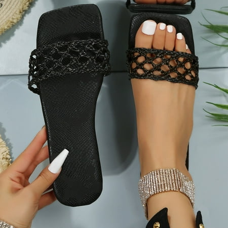 

KaLI_store Travel Slippers For Women Spa Slippers Flip Flops Thong Sandal Slippers Soft Coral House Slippers Washable Guest Hotel Slippers for Salons Bathoom Party Black Side 6.5