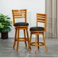 thumbnail image 5 of 24" Counter Height Barstools, 4-Slat High Back Swivel Bar Stools with Upholstered Seat & Solid Wood Footrest, Counter Bar Stool for Kitchen Island Pub, Natural, 5 of 7