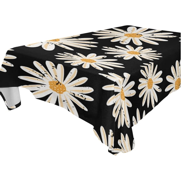 SKYSONIC Daisy Flower Tablecloth Waterproof Washable Polyester Square Table Cover Durable Tablecloth for Kitchen Dining Table Party Decor (54 X 72 Inch)