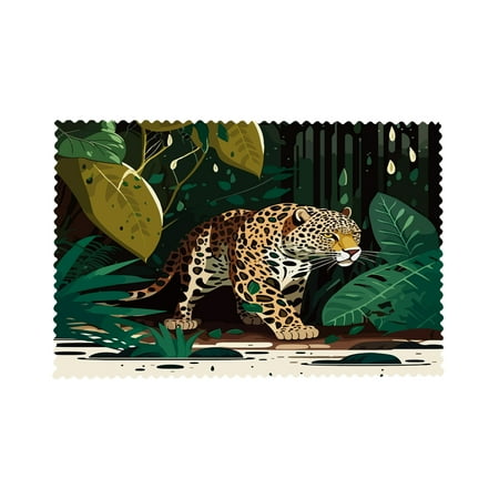

12x18in Dining Table Placemats Jaguar In The Rainforest Tropical Rainforest Set of 4 Non-Slip Heat-Resistant Washable Material Table Place Mats for Kitchen