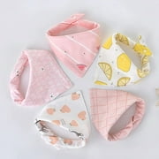 5pcs/lot Baby Bibs Triangle Double Cotton Bibs Cartoon Print Saliva Towel Baby Boys Girls Feeding Apron Cotton Bandana Bibs 5