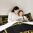 thumbnail image 5 of Manfei VIP Admission Bedding Comforter Set for Kids, Black Gold Twin Comforter Sets, One Night Only Reversible Bedding Set, Ultra Soft Home Decor, 2pcs, 5 of 8
