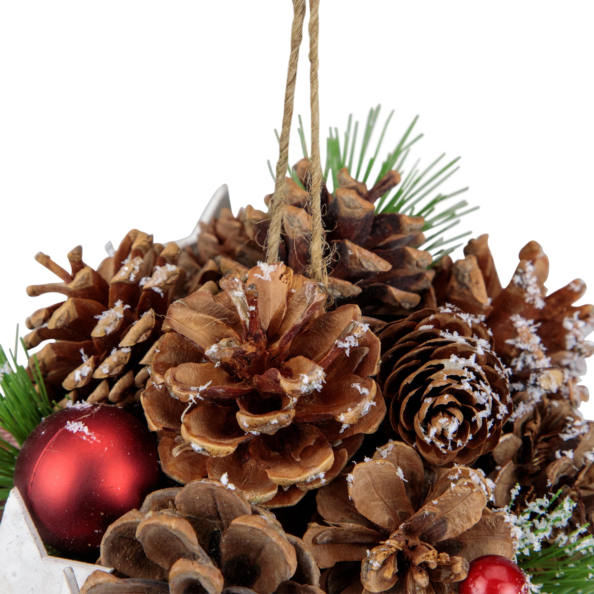 Northlight Brown Wooden Pine Cones Stars Balls Hanging Christmas Decorative Accent Ornament, 5.5"