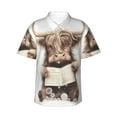 thumbnail image 1 of Fotbe Relaxed Cute Cow Reading Camisa Hawaiana para Hombre Unisex – Camisa Casual de Verano con Botones de Manga Corta de Algodón y Lino,3X-Large, 1 of 7