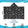 thumbnail image 2 of Black White Dinosaurs Skeletons Pattern Hooded Bath Towel，50"x30" for Ages 3 To 12 Kids, Quick Dry Lightweight Soft Microfiber Hood Beach Towel Cover Up for Kids, 2 of 7