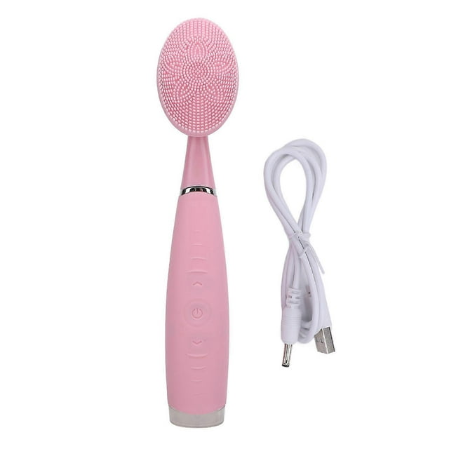 Silicone Facial Cleansing Brush, IPX6 Waterproof, Portable Electric Face Cleansing Brush, Pink