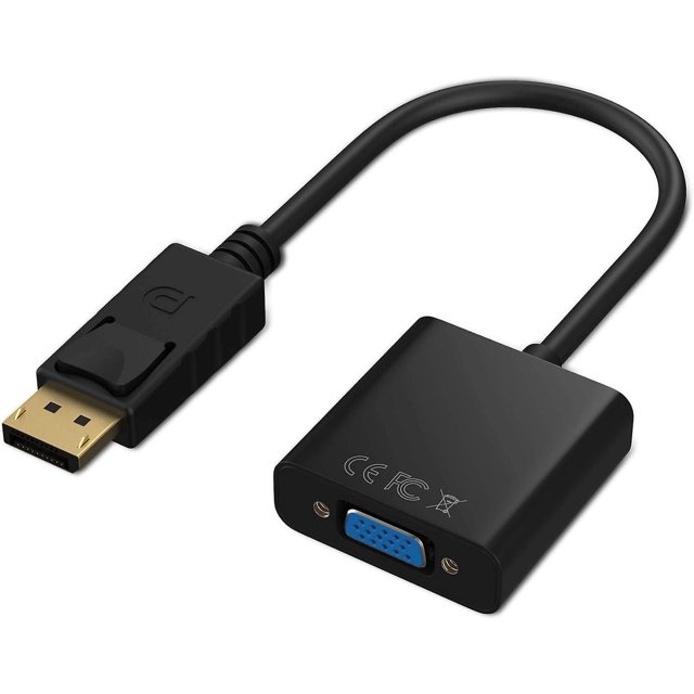 BR Adaptador DP a VGA, 1080p, negro, convertidor DisplayPort a VGA chapado en oro, macho a hembra