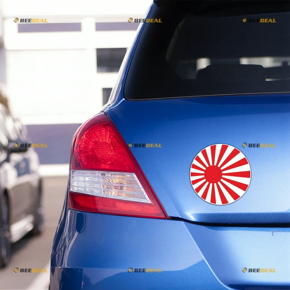Japanese Rising Sun Flag Roundel JDM Car Magnet Magnetic Sticker Decal - 2 Pack Reflective 4" - for Truck Door Fridge Reusable Waterproof