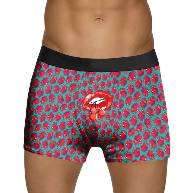 Aayomet sous-Vêtements pour Hommes Imprimés Style Bulle Rouge Amour Spécial Shorts Taille Mi-Haute (Rouge Pastèque, TG)