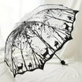 thumbnail image 2 of New Wave Edge Retro Transparent Umbrella PVC Three Folding Arch Butterfly Rose Umbrella, 2 of 10
