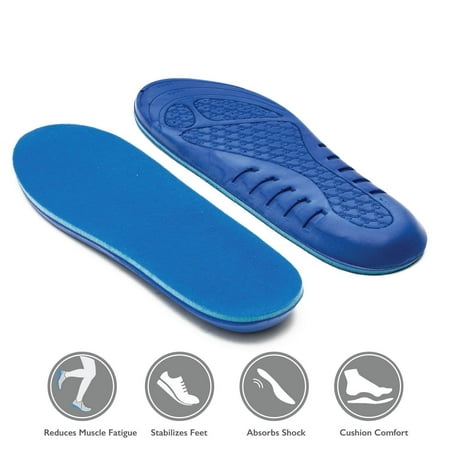 1 Pair of Full Length Orthotic Insole/ Insert Relieve Pain Althletic Value Unisex Insoles Men US 8-12 Memory Foam Fits All Feet