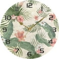 thumbnail image 5 of Coolnut Tropical Leaves Flower Round Wall Clock, 9.84 inch Silent Wall Clock for Bedroom, Bathroom, Office, Living Room Home Decor, 5 of 7