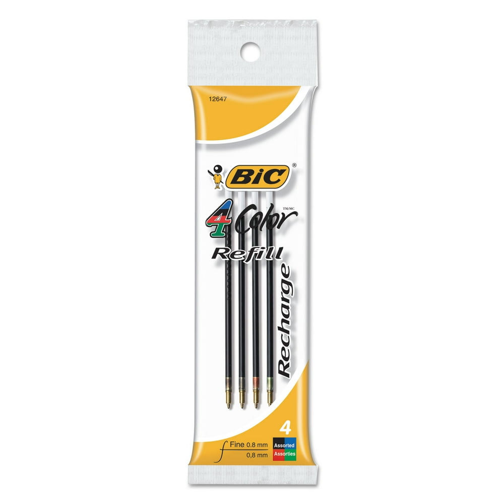 Bic Refill for 4Color Retractable Ballpoint Fine BLK BE GN Red Ink 4/Pack FRM41 Bic Refill for 4Color Retractable Ballpoint Fine BLK BE GN Red Ink 4/Pack FRM41