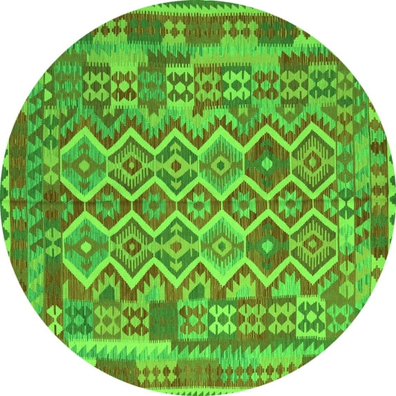 Ahgly Company Indoor Round Southwestern Green Country Area Rugs, 5' Round
